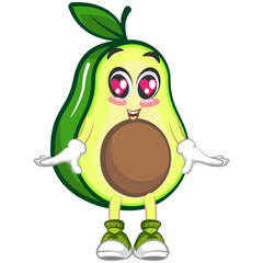 avocado cute cartoon mascot illustration vector in love