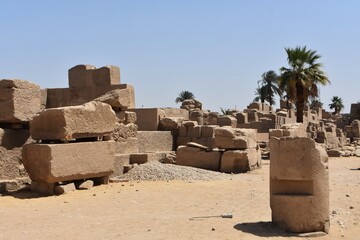 Fototapeta na wymiar View across the ruins of the ancient Temple of Karnak in Luxor, Egypt.