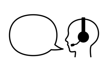 ヘッドセットで話す人の吹き出し