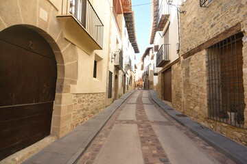 Fototapeta na wymiar street of old town of Rubielos de Mora, Teruel province, Aragon, Spain