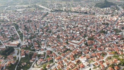 mountain monasteries meteora in greece aerial view