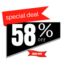 black sticker with red discount  58 %