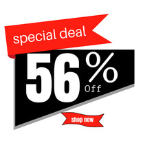 black sticker with red discount   56%
