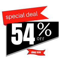 black sticker with red discount   54%