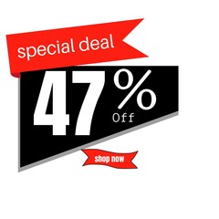 black sticker with red discount   47%