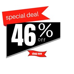 black sticker with red discount  46 %