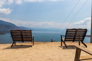 lakeview of lake atitlan from the mountains in san juan la laguna
