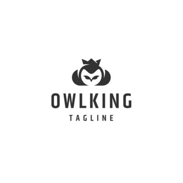 Head owl king logo icon design template