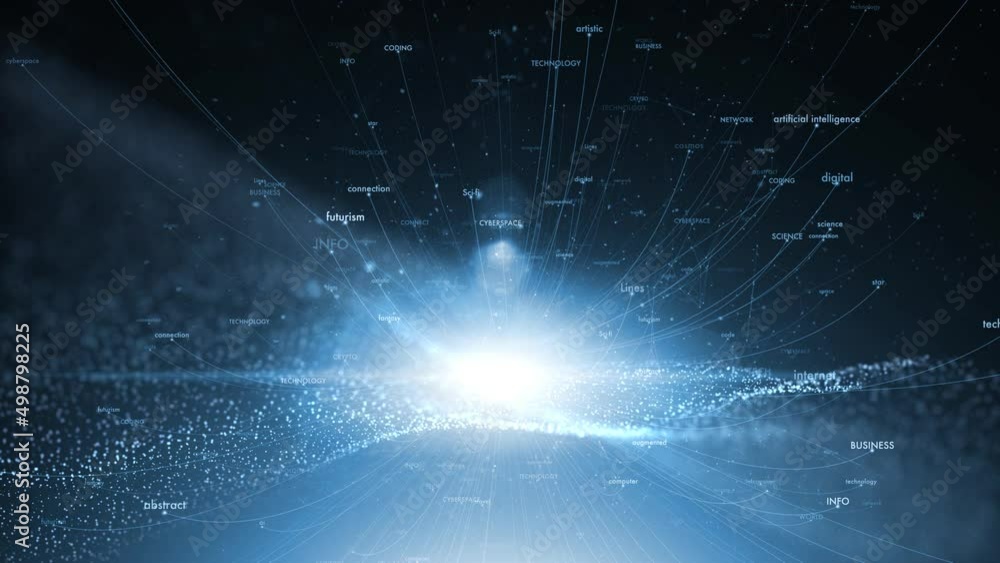 Wall mural artificial intelligence technology word cloud animation.