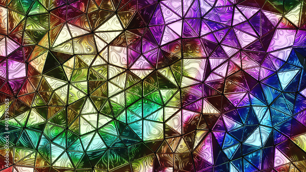 Aufkleber realistic abstract 3d illustration of the trippy psychedelic colors iridescent metallic triangles pa