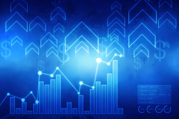 2d rendering Stock market online business concept. business Graph 
