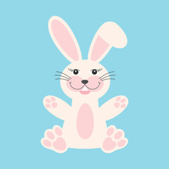 Cute rabbit. Easter rabbit, Easter Bunny.
 Vector illustration in cartoon flat style. Isolated 