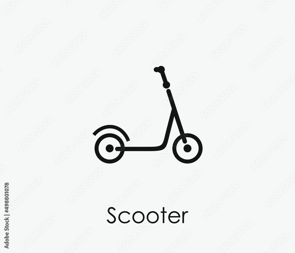 Poster scooter vector icon. editable stroke. symbol in line art style for design, presentation, website or 