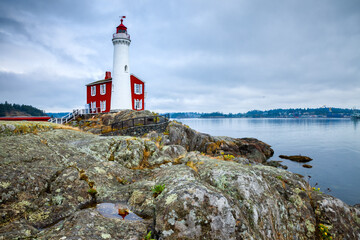 Fototapeta na wymiar Fisgard Lighthouse, Fisgard Lighthouse Historical Site Victoria Vancouver Island, British Columbia, Canada