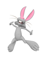 rabbit cartoon is jumping and happy