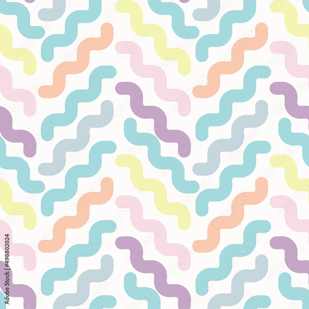 Poster Vector chevron pattern, colorful wiggly lines, geometric abstract background