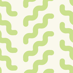 Vector chevron pattern, green wiggly lines geometric abstract background
