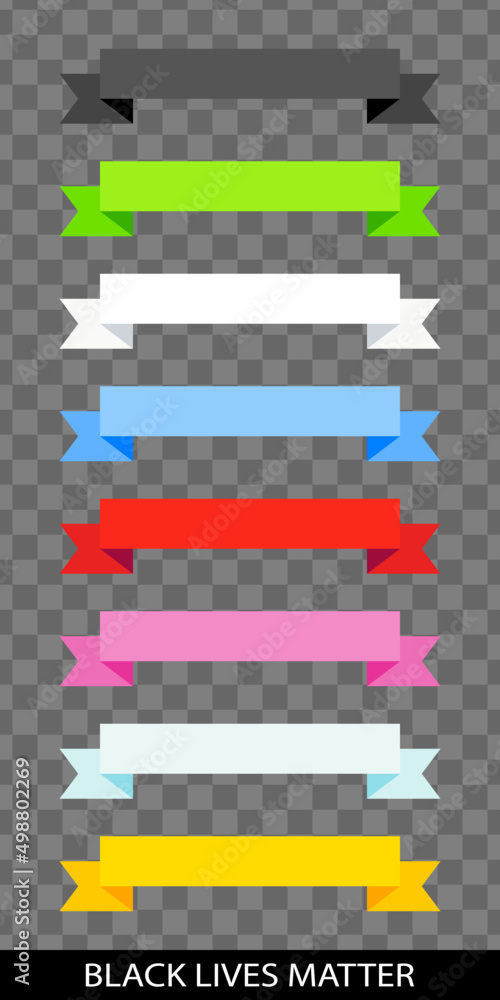 Poster set of colorful ribbon icons in flat style design isolated on transparent background. bow ribbon ico