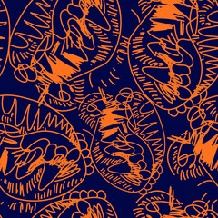 Seamless abstract pattern with unusual hand drawn ornaments