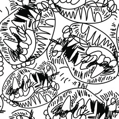 Seamless abstract pattern with unusual hand drawn ornaments