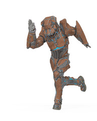 man in an armored nano tech suit is running fast