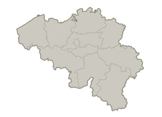 Belgium map, individual regions, blank