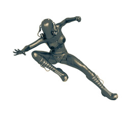 cyber soldier female is falling