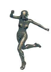 cyber soldier female running side view