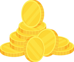 Coins. Heap of golden dollars. Money stack.