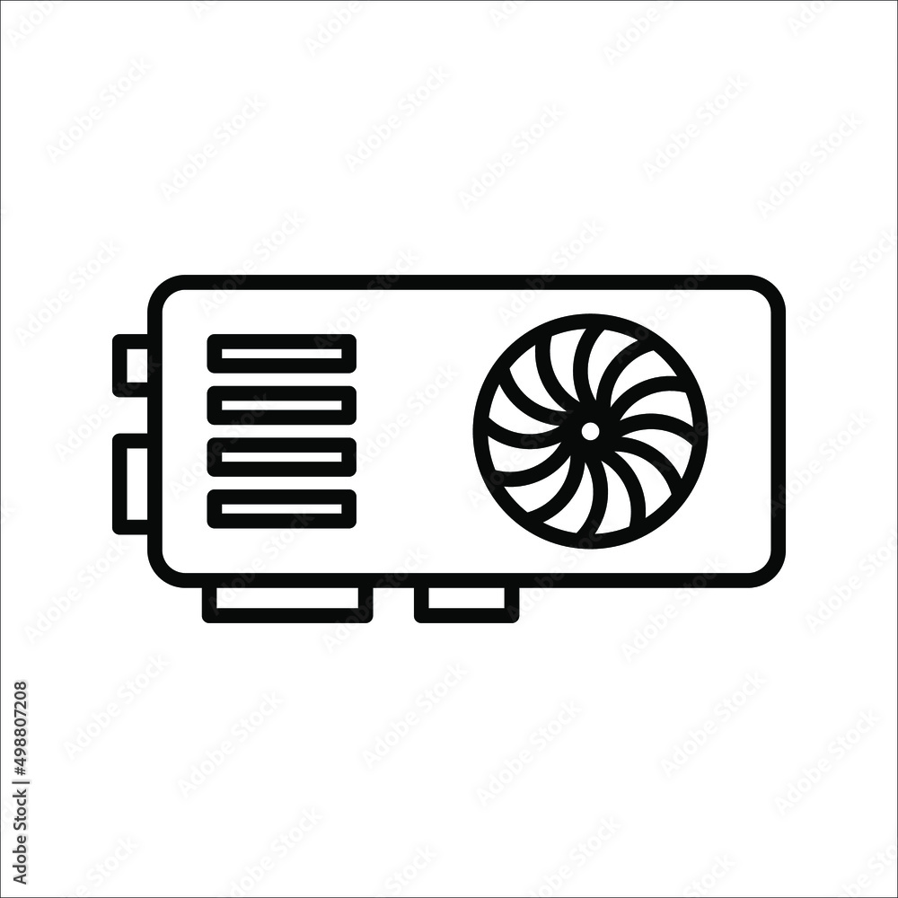 Poster gpu icon. circuit board icon. simple illustration of graphics card gpu. personal computer component 