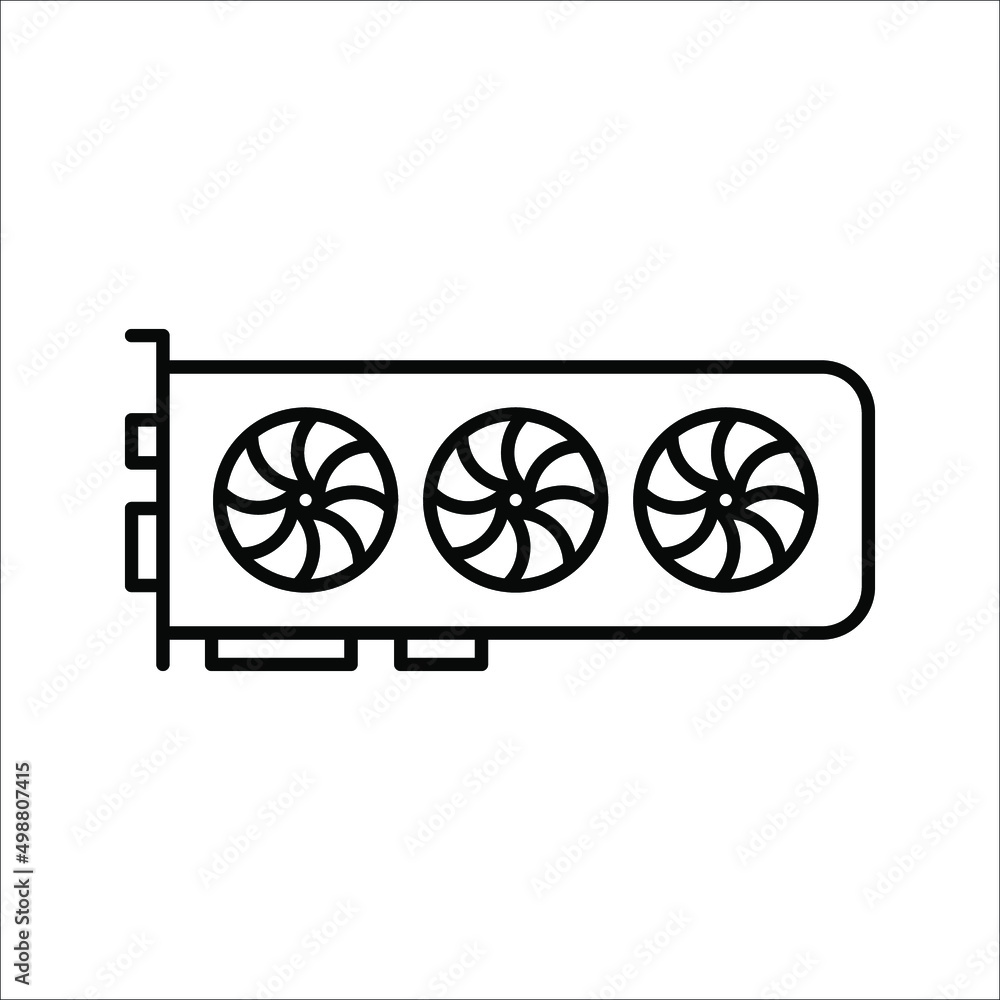 Poster gpu icon. circuit board icon. simple illustration of graphics card gpu. personal computer component 