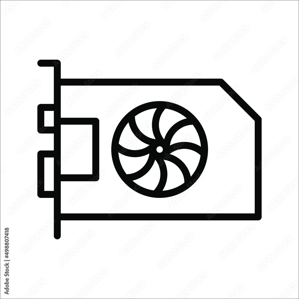 Poster gpu icon. circuit board icon. simple illustration of graphics card gpu. personal computer component 