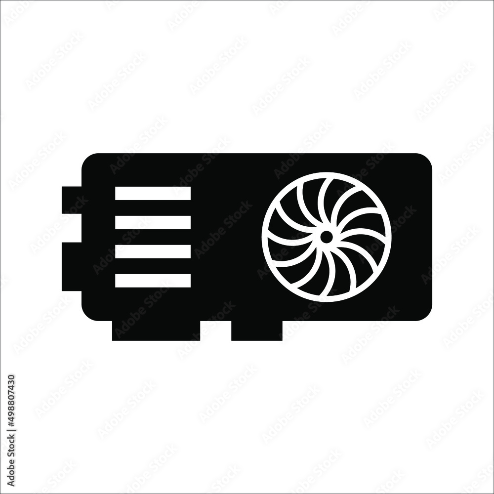 Poster gpu icon. circuit board icon. simple illustration of graphics card gpu. personal computer component 