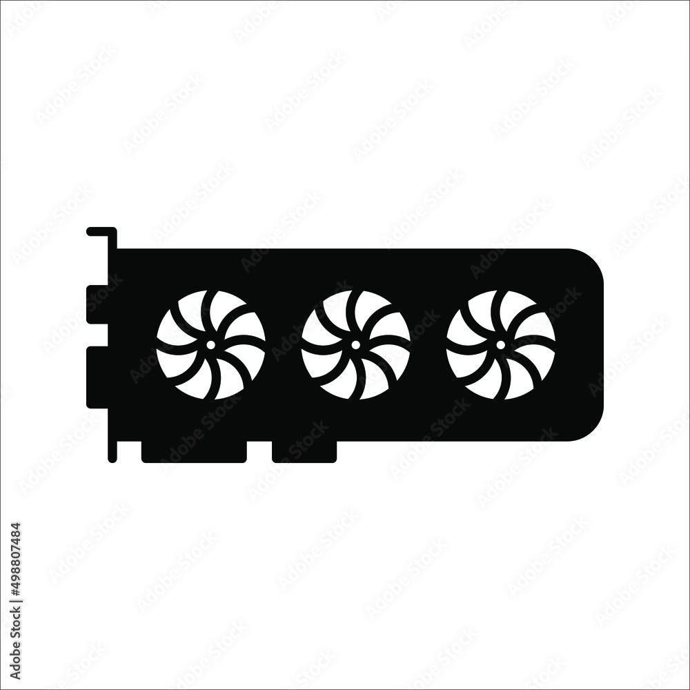 Poster gpu icon. circuit board icon. simple illustration of graphics card gpu. personal computer component 