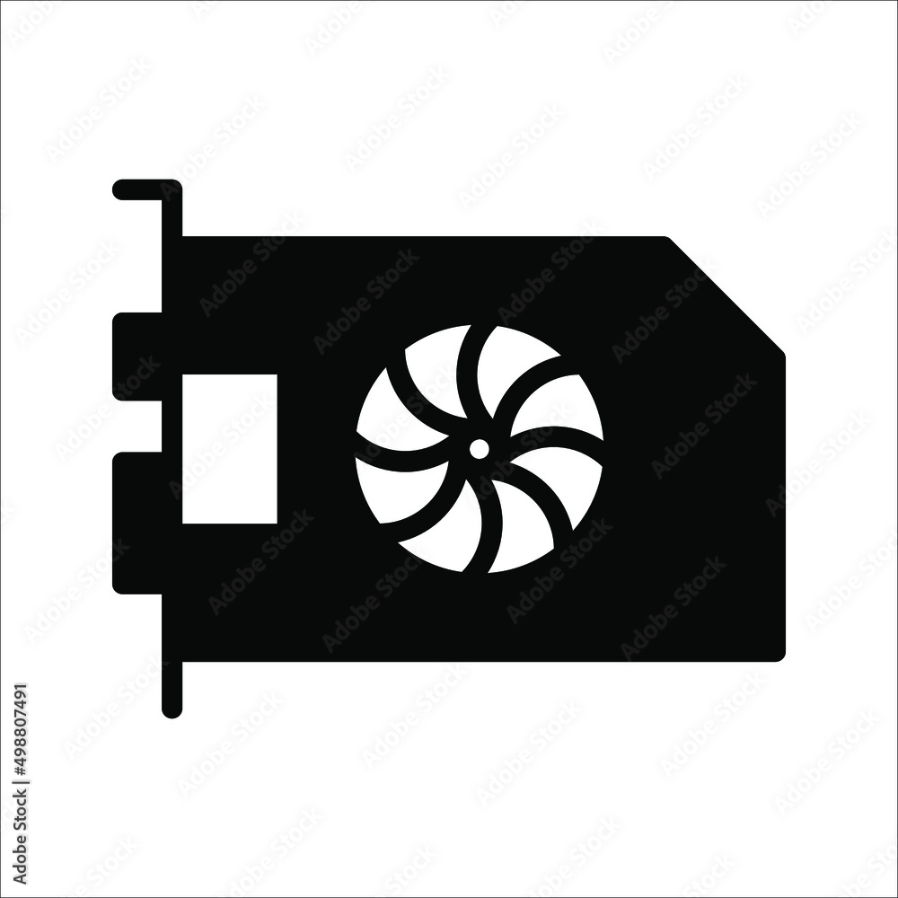 Poster gpu icon. circuit board icon. simple illustration of graphics card gpu. personal computer component 