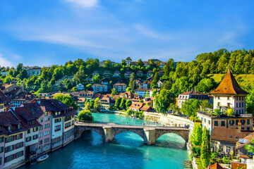 Fototapeta na wymiar View of Bern in a beautiful summer day, Switzerland