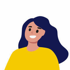 Girl close up. Flat style vector illustration.