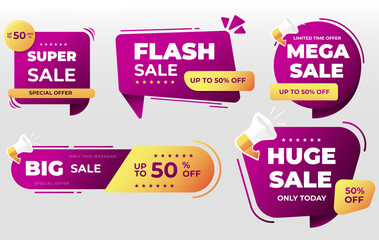 Web sale labels banner tag set collection, special offer. Modern fluid for social media stories sale, web page, mobile phone. Template design