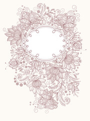 Cute invitation floral card with flowers branch