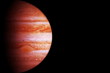 Planet Jupiter, on a dark background. Elements of this image furnished by NASA
