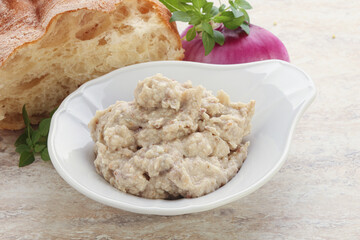 Jewish traditional cuisine herring mousse Forsmak