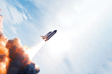 Launch of a space shuttle into space. Elements of this image furnished by NASA - Powered by Adobe