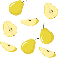 Yellow pear pattern. vector illustration