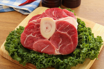 Raw ossobuco beef meat for cooking
