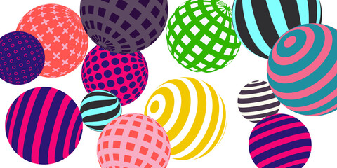 Retro 3d illustration abstract balls, great design for any purposes.  Modern cover concept. Vector technology background.  Background wall design.