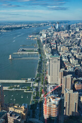 Fototapeta na wymiar High angle view on Hudson River piers of Manhattan