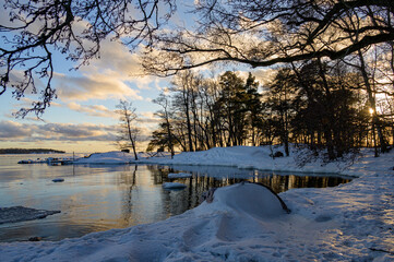 Beautiful bay view at winter time