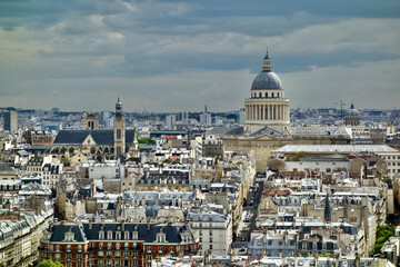 Fototapeta na wymiar Cityscape, panorama of Paris with Seine in France from Notre Dame. 