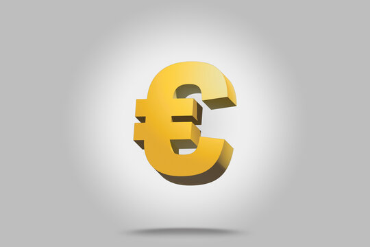 Gold euro sign Europe Euro currency symbol isolated on bright background 3d render