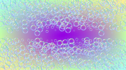 Fototapeta na wymiar Detergent foam. Soap bath bubble and suds for bathtub. Shampoo. Blue fizz and splash. Realistic water frame and border. 3d vector illustration layout. Rainbow colorful liquid detergent foam